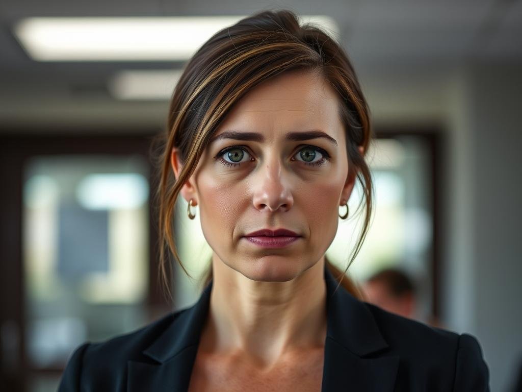 A professional, high-resolution portrait photograph of Lindsay Castelli, the subject of the article's section. The image should be shot with a DSLR camera using a 50mm prime lens, in natural lighting with a soft, diffused quality. The focus should be crisp on Castelli's face, capturing her serious, somewhat concerned expression. The background should be slightly blurred but suggest an indoor setting, perhaps an office or a professional environment. The overall mood should convey a sense of gravity and unease, reflecting the concerning messages she is receiving as mentioned in the article.